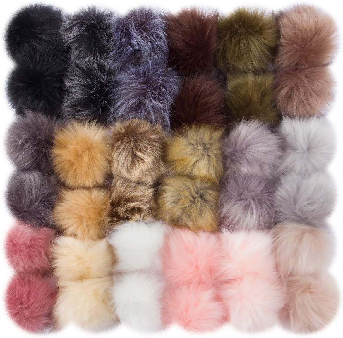 20pcs Colorful Faux Fur Pom Poms Balls with Elastic Loop Fur Pompoms Hat  Bag DIY