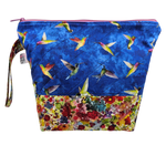 Hummingbirds on Blue - Project Bag - Medium