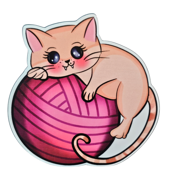 Kitten Hugging Yarn Ball - Chaos Sticker