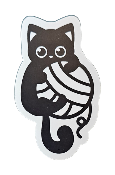 BW Cat Hugging Yarn Ball - Chaos Sticker