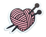 Knitting Needles with Pink Yarn - Chaos Sticker