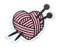 Knitting Needles with Pink Yarn - Chaos Sticker