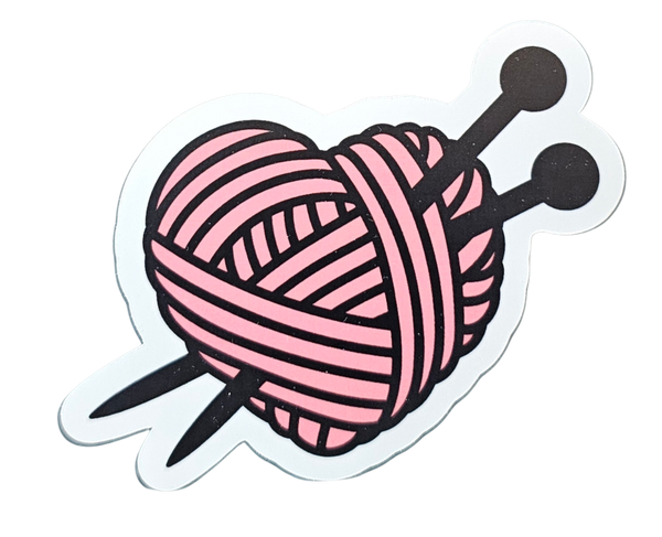 Knitting Needles with Pink Yarn - Chaos Sticker